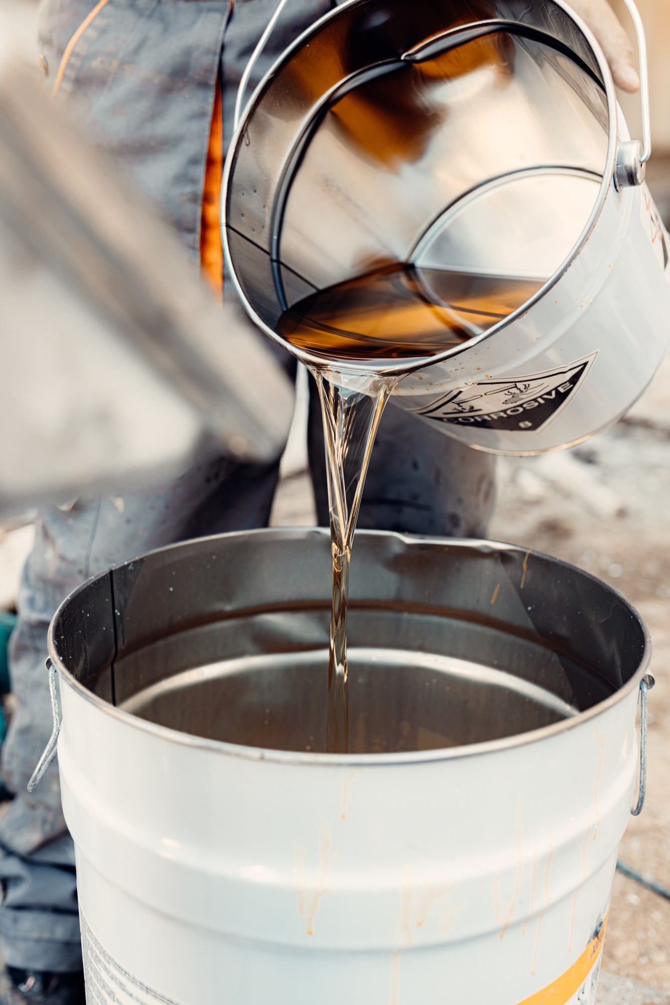 metal bucket for preparing floor